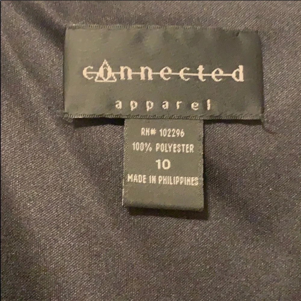 Connected Apparel Black Midi Dress Sz 10 Sleeveless VNeck Tiered Chiffon Classic - Picture 5 of 6